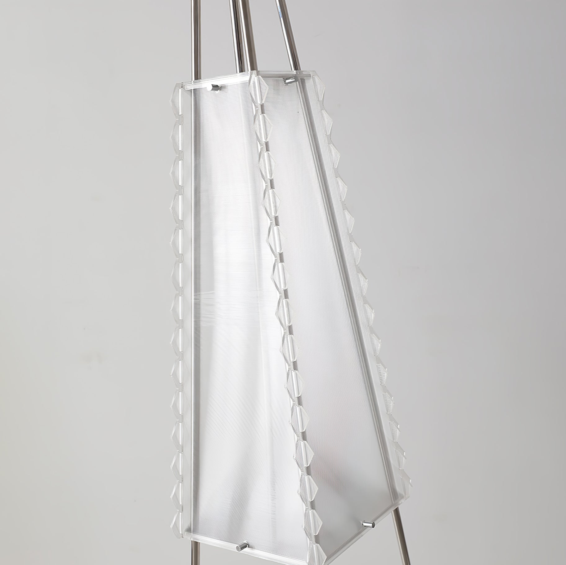 Tent Geometric Acrylic Floor Lamp Modern Stainless Steel Standing Light with 3 Color LED