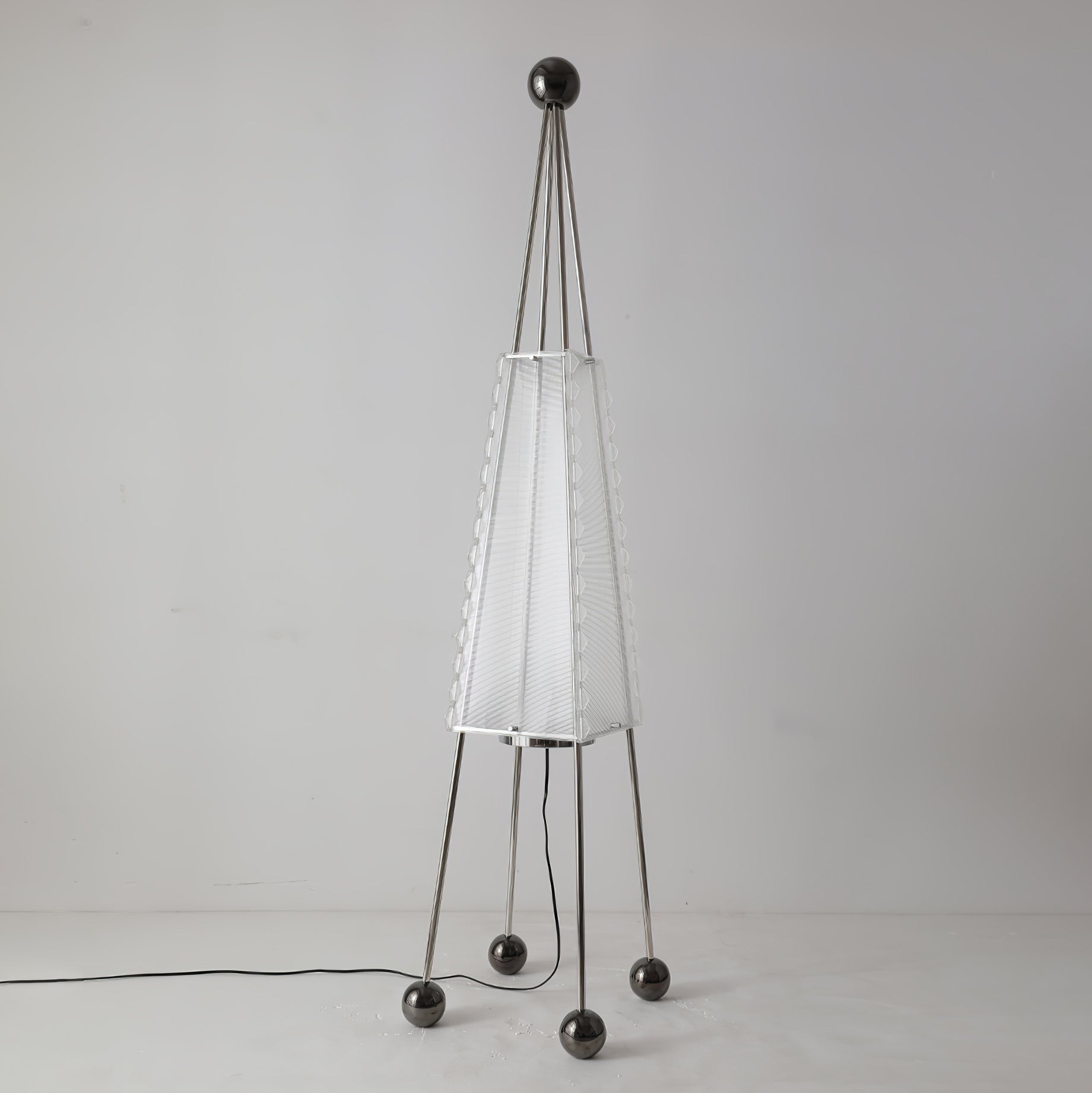 Tent Geometric Acrylic Floor Lamp Modern Stainless Steel Standing Light with 3 Color LED