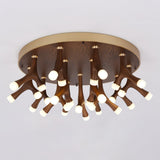Tentacle Modern Wood LED Ceiling Lamp Multi Arm Integrated Flush Mount Lighting