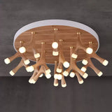 Tentacle Modern Wood LED Ceiling Lamp Multi Arm Integrated Flush Mount Lighting
