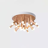 Tentacle Modern Wood LED Ceiling Lamp Multi Arm Integrated Flush Mount Lighting