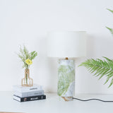 Modern Marble Base Table Lamp with Fabric Shade for Bedside and Living Room Lighting