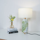 Modern Marble Base Table Lamp with Fabric Shade for Bedside and Living Room Lighting