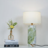 Modern Marble Base Table Lamp with Fabric Shade for Bedside and Living Room Lighting