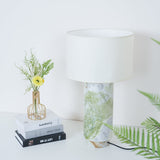 Modern Marble Base Table Lamp with Fabric Shade for Bedside and Living Room Lighting