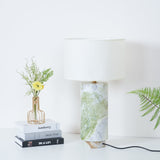 Modern Marble Base Table Lamp with Fabric Shade for Bedside and Living Room Lighting