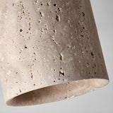 Modern Travertine Stone Cylinder Flush Mount Ceiling Light with Wood Finishes