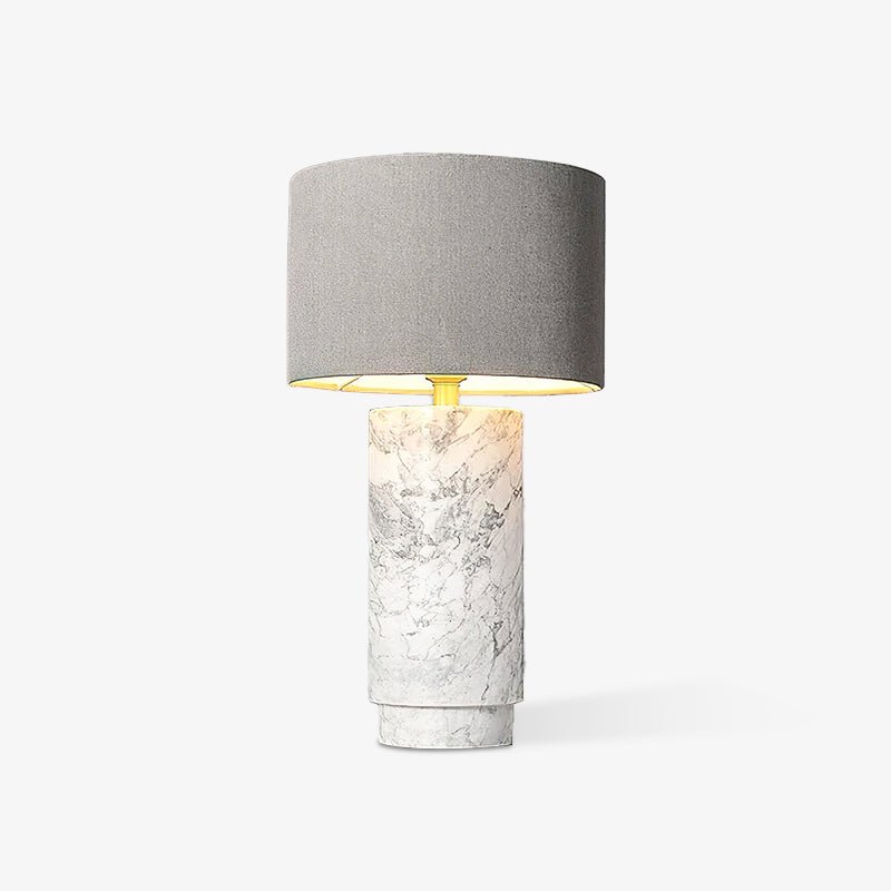 Modern Marble Base Table Lamp with Fabric Shade for Bedside and Living Room Lighting
