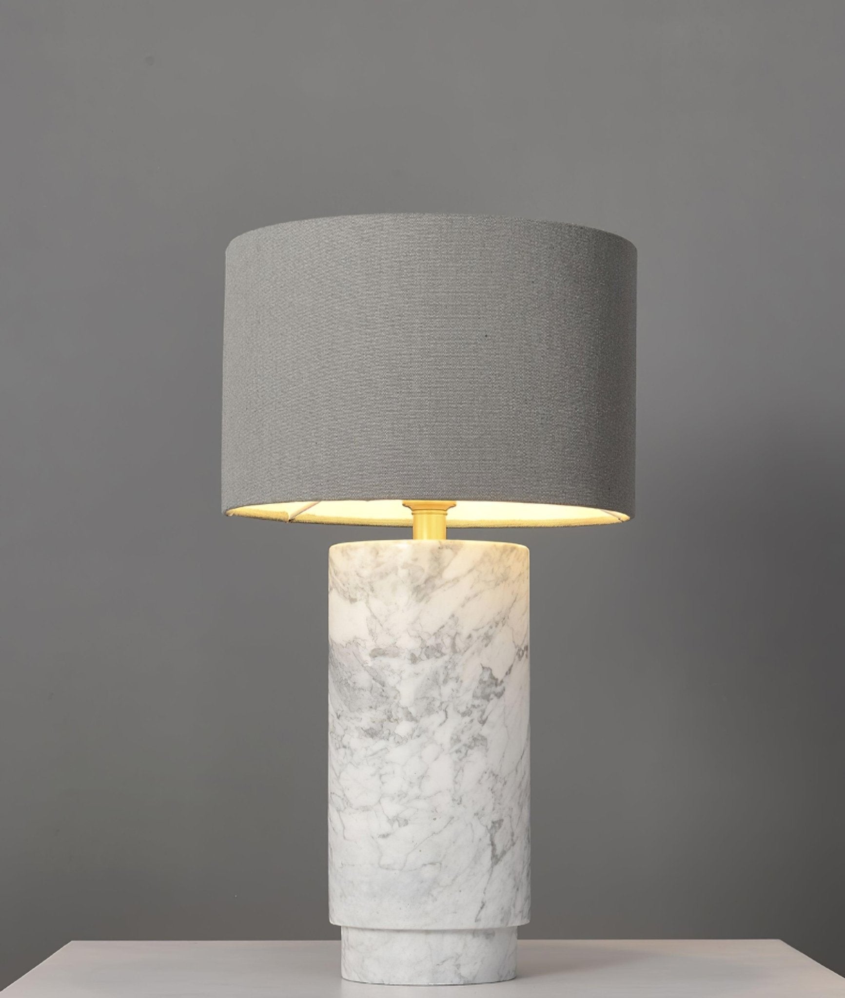 Modern Marble Base Table Lamp with Fabric Shade for Bedside and Living Room Lighting