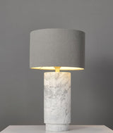 Modern Marble Base Table Lamp with Fabric Shade for Bedside and Living Room Lighting