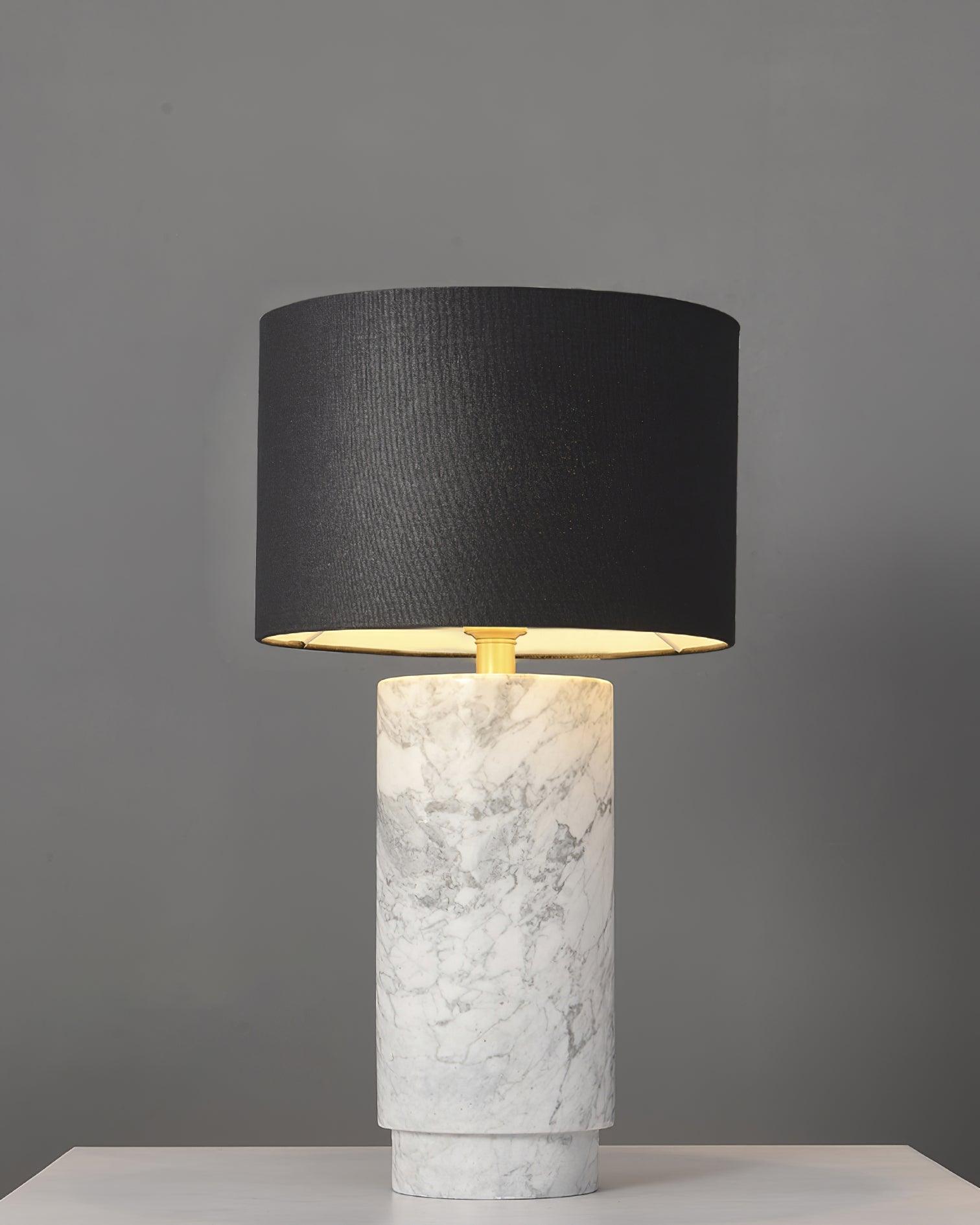 Modern Marble Base Table Lamp with Fabric Shade for Bedside and Living Room Lighting