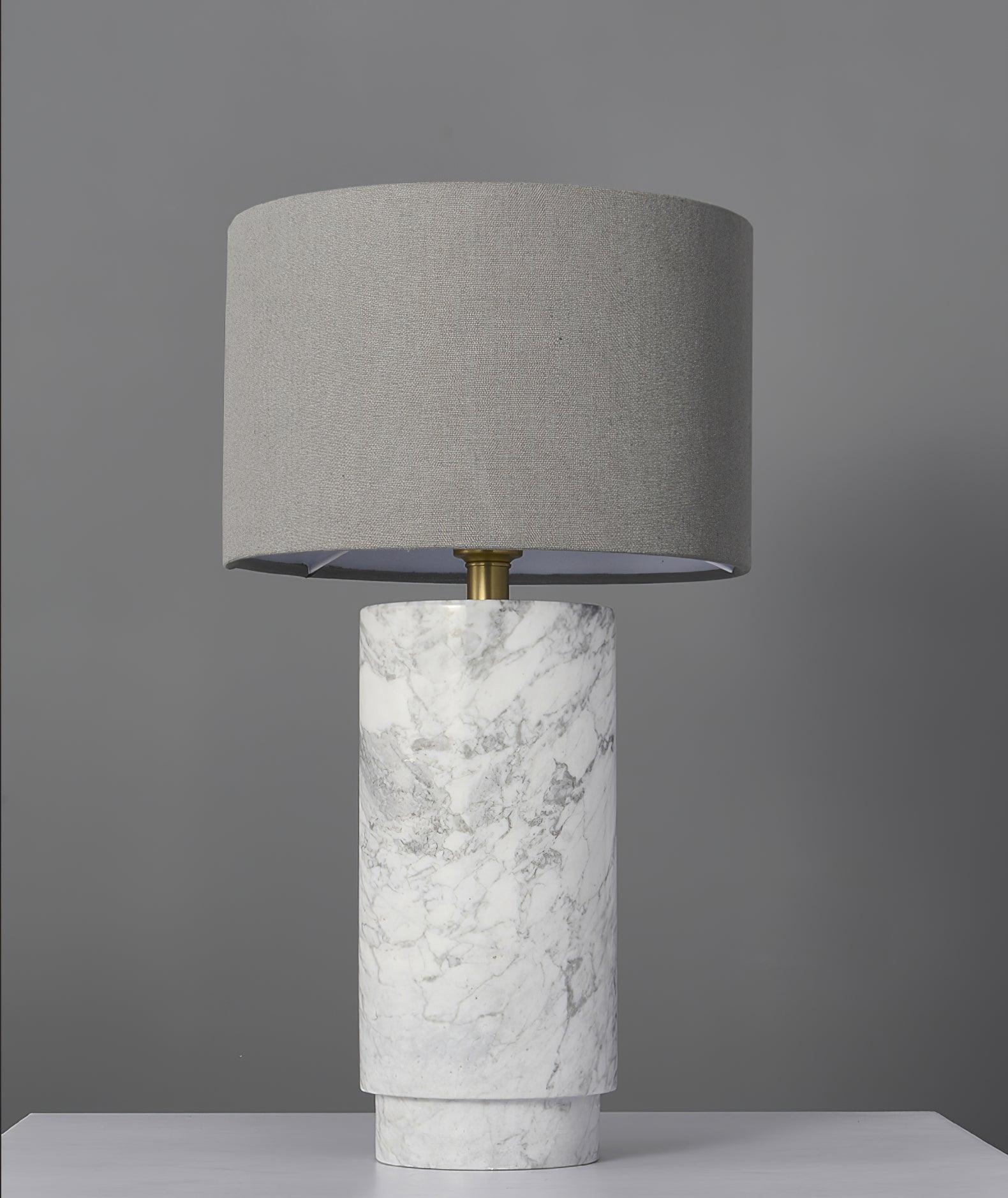 Modern Marble Base Table Lamp with Fabric Shade for Bedside and Living Room Lighting