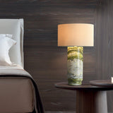 Modern Marble Base Table Lamp with Fabric Shade for Bedside and Living Room Lighting