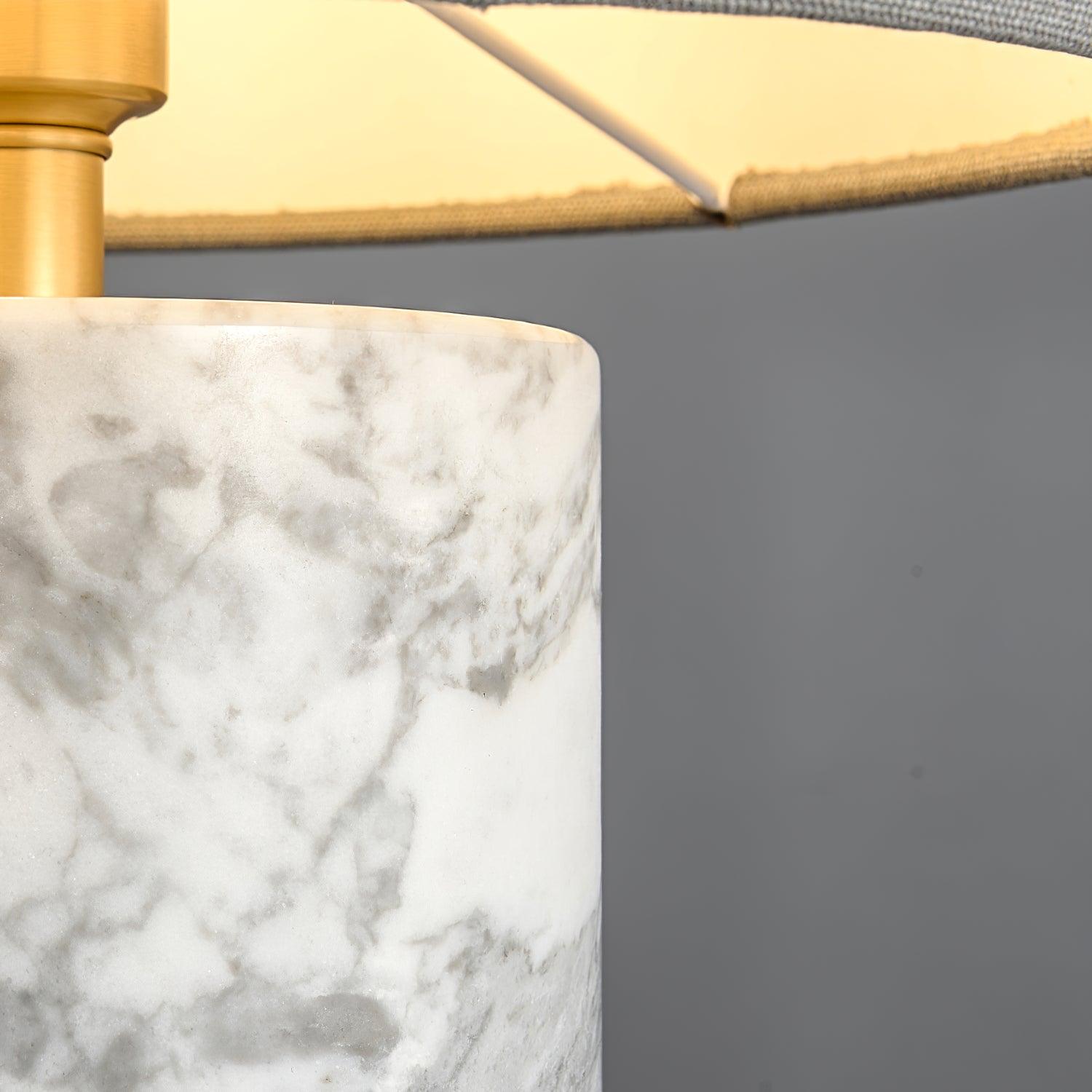 Modern Marble Base Table Lamp with Fabric Shade for Bedside and Living Room Lighting