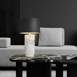 Modern Marble Base Table Lamp with Fabric Shade for Bedside and Living Room Lighting