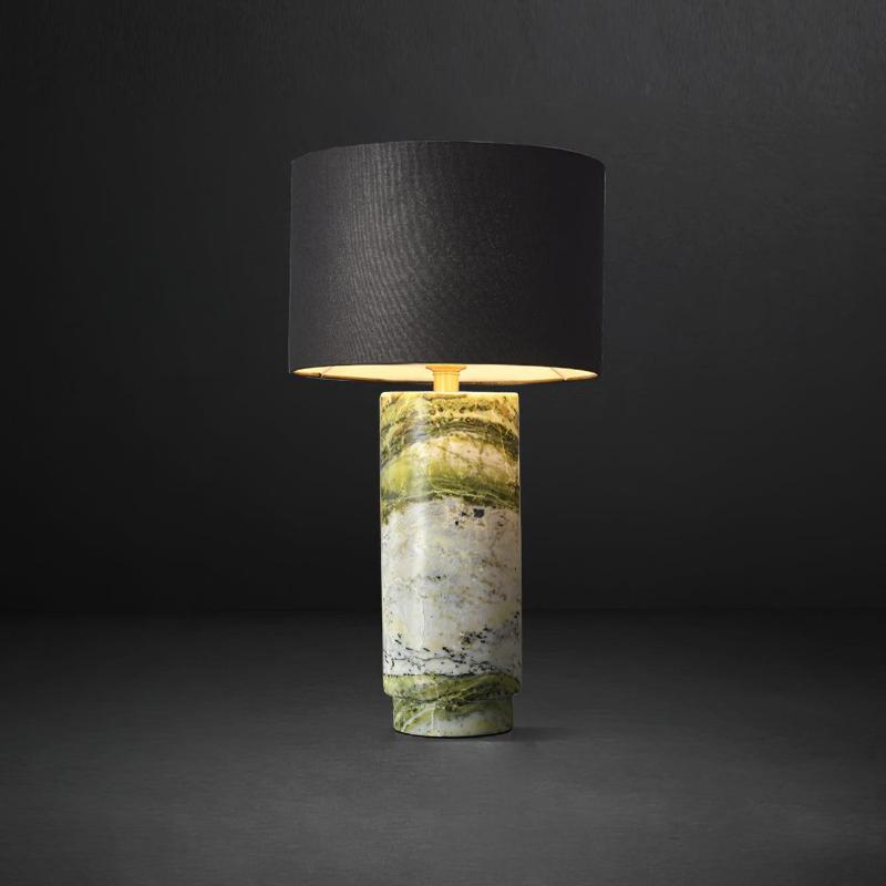 Modern Marble Base Table Lamp with Fabric Shade for Bedside and Living Room Lighting