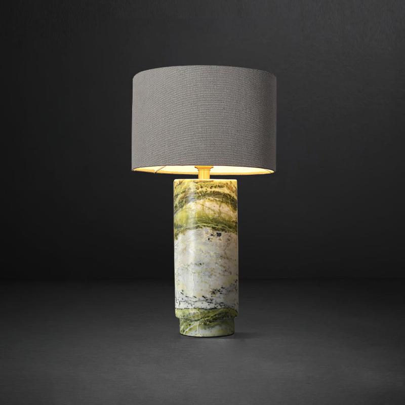 Modern Marble Base Table Lamp with Fabric Shade for Bedside and Living Room Lighting