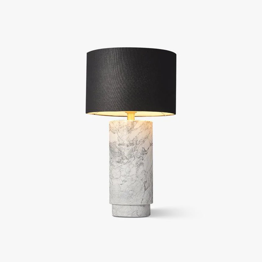 Modern Marble Base Table Lamp with Fabric Shade for Bedside and Living Room Lighting