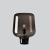 Modern Smoke Gray Glass Lantern Table Lamp with Contemporary Metal Frame for Bedside and Living Room