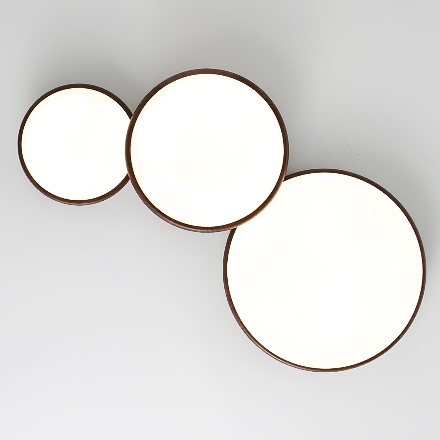 Modern Minimalist Geometric LED Ceiling Light with Walnut Wood Grain Finish