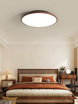 Modern Minimalist Geometric LED Ceiling Light with Walnut Wood Grain Finish
