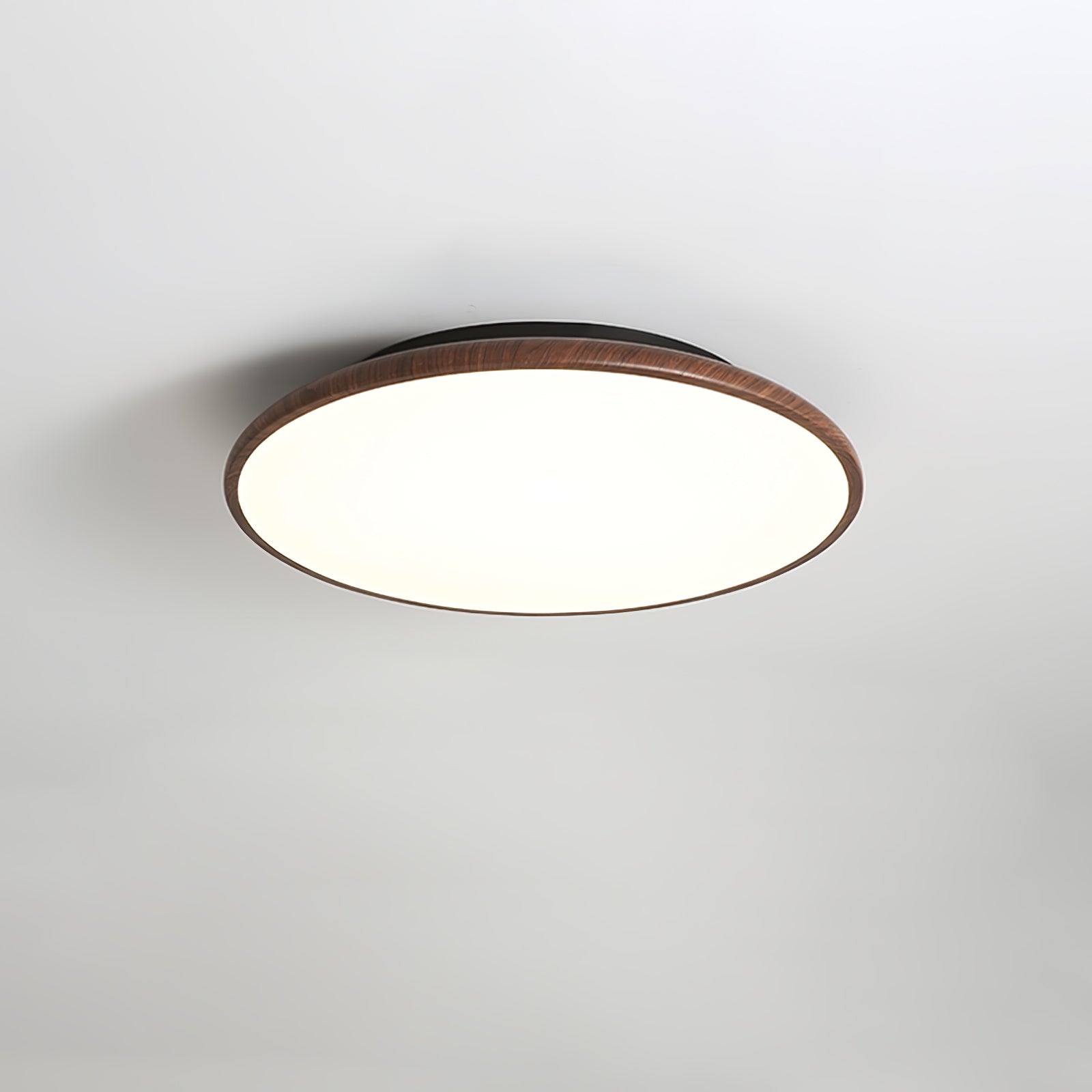 Modern Minimalist Geometric LED Ceiling Light with Walnut Wood Grain Finish