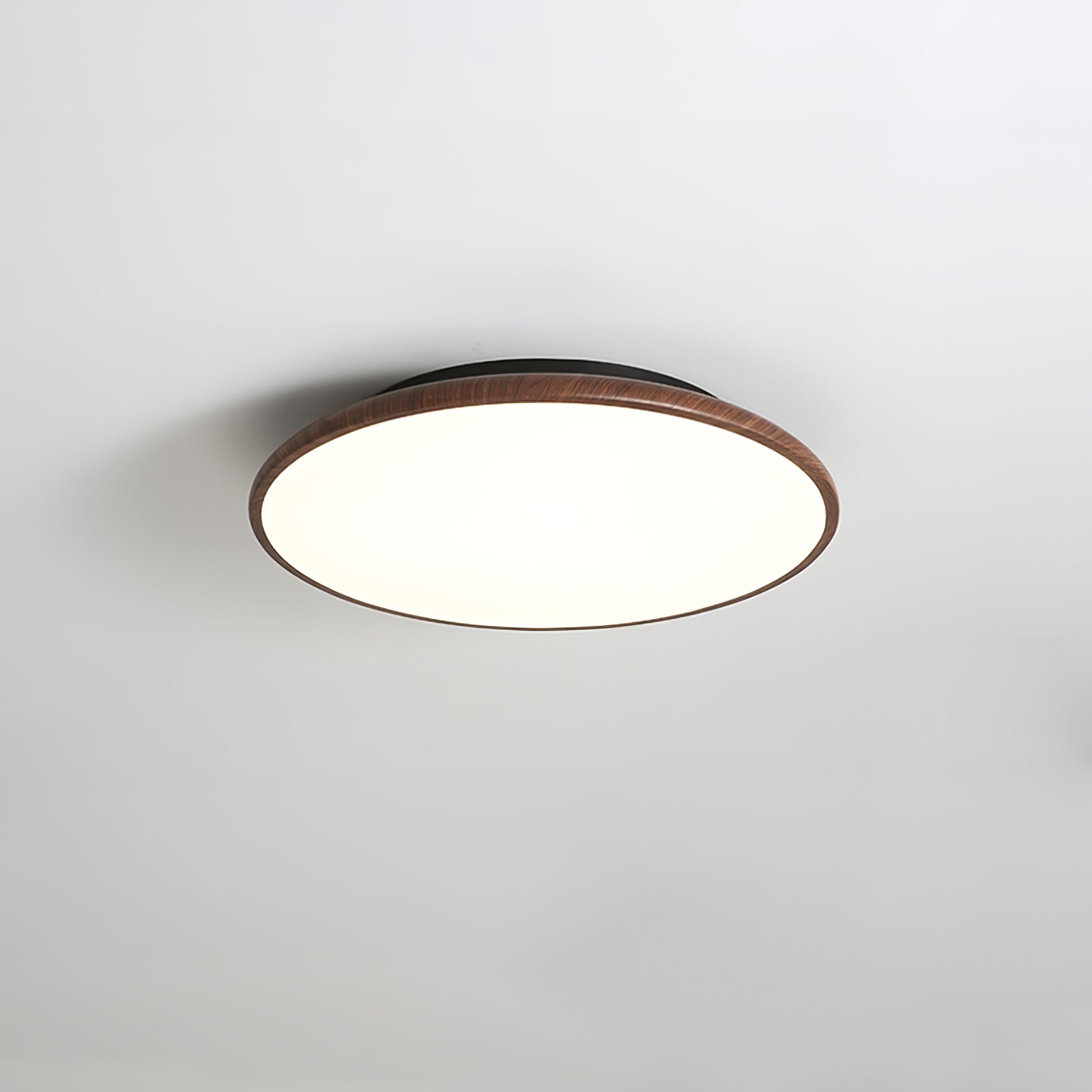 Modern Minimalist Geometric LED Ceiling Light with Walnut Wood Grain Finish
