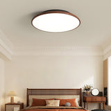 Modern Minimalist Geometric LED Ceiling Light with Walnut Wood Grain Finish