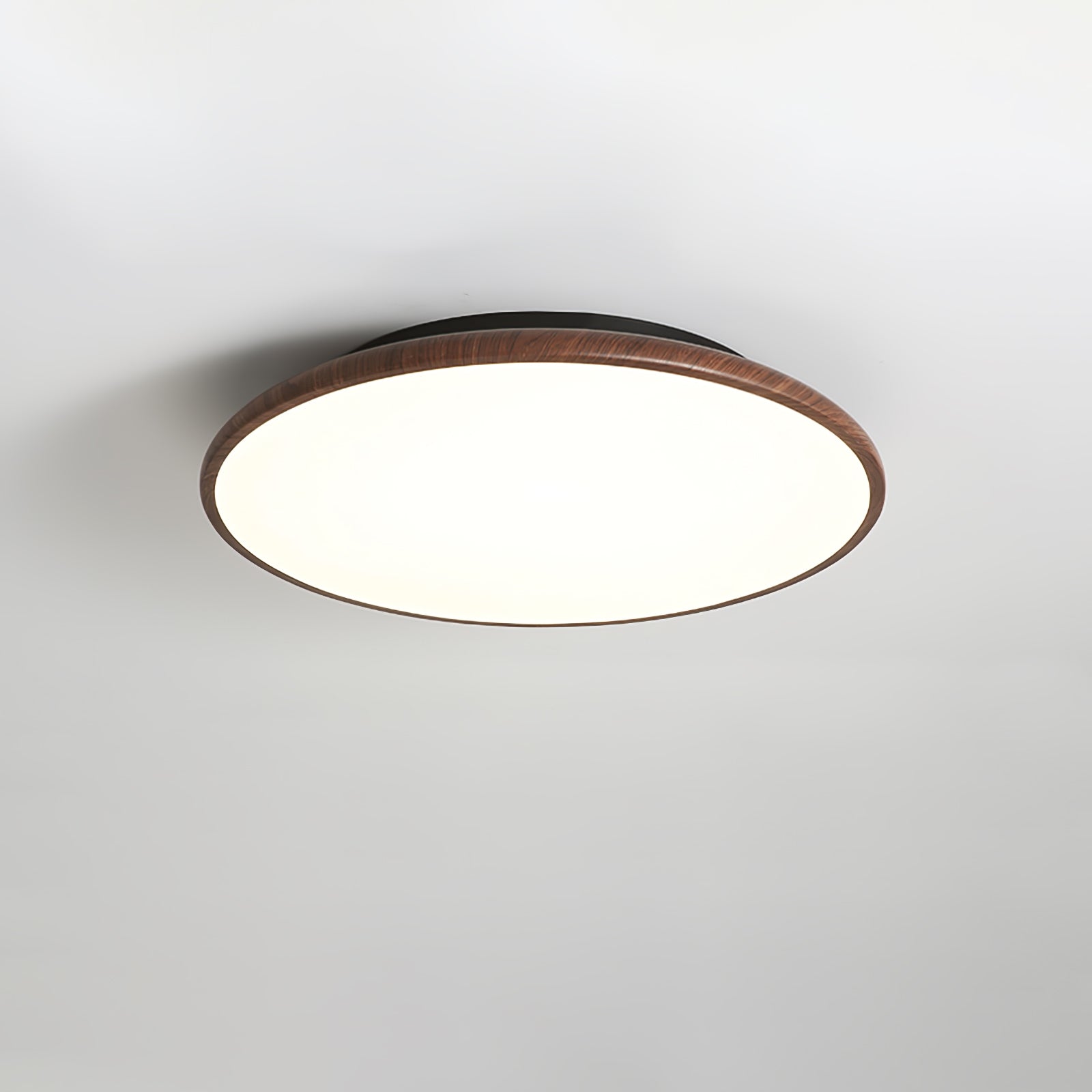 Modern Minimalist Geometric LED Ceiling Light with Walnut Wood Grain Finish