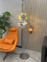 Modern Trio Lava Glass Standing Lamp with Three Chrome Orbs for Ambient Home Lighting