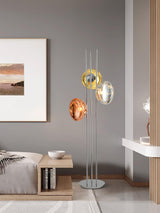Modern Trio Lava Glass Standing Lamp with Three Chrome Orbs for Ambient Home Lighting
