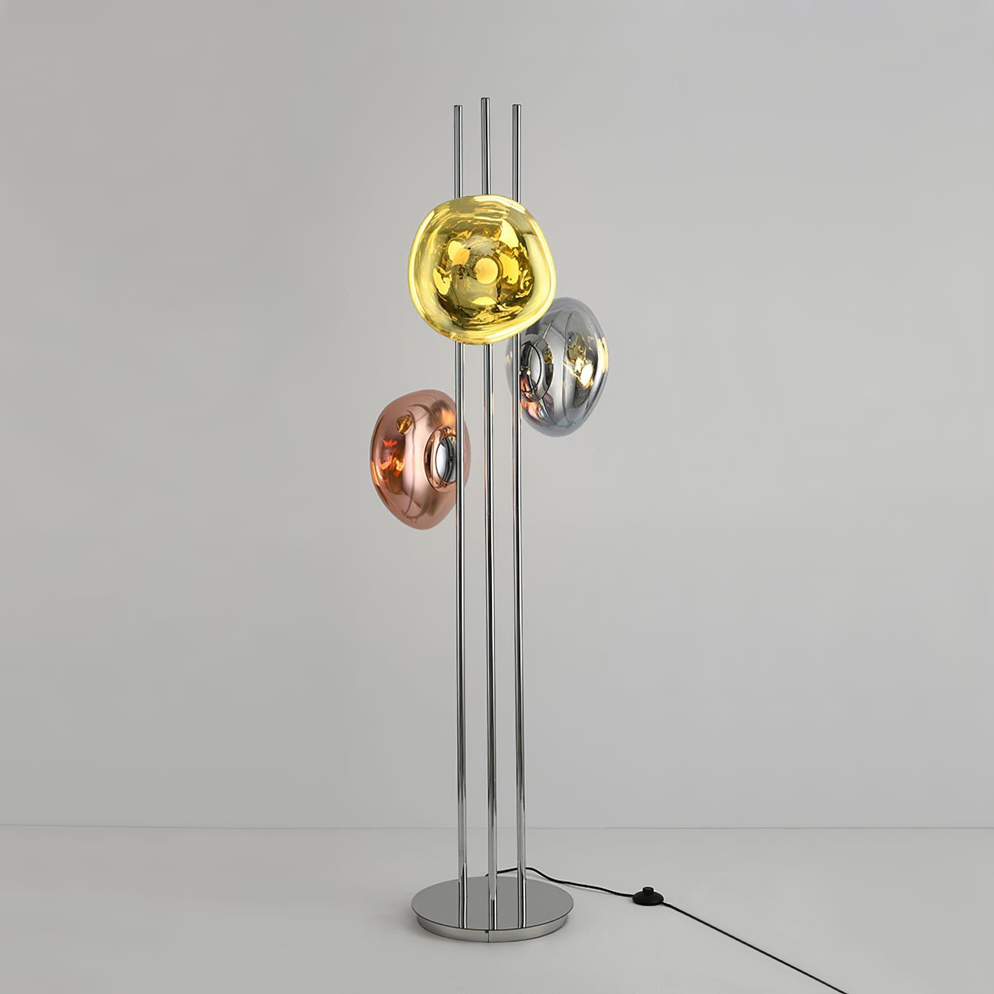 Modern Trio Lava Glass Standing Lamp with Three Chrome Orbs for Ambient Home Lighting