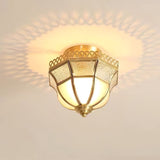 vintage-tiffany-style-brass-ceiling-light-white-glass-shade-semi-flush-mount-fixture