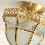 vintage-tiffany-style-brass-ceiling-light-white-glass-shade-semi-flush-mount-fixture