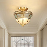 vintage-tiffany-style-brass-ceiling-light-white-glass-shade-semi-flush-mount-fixture
