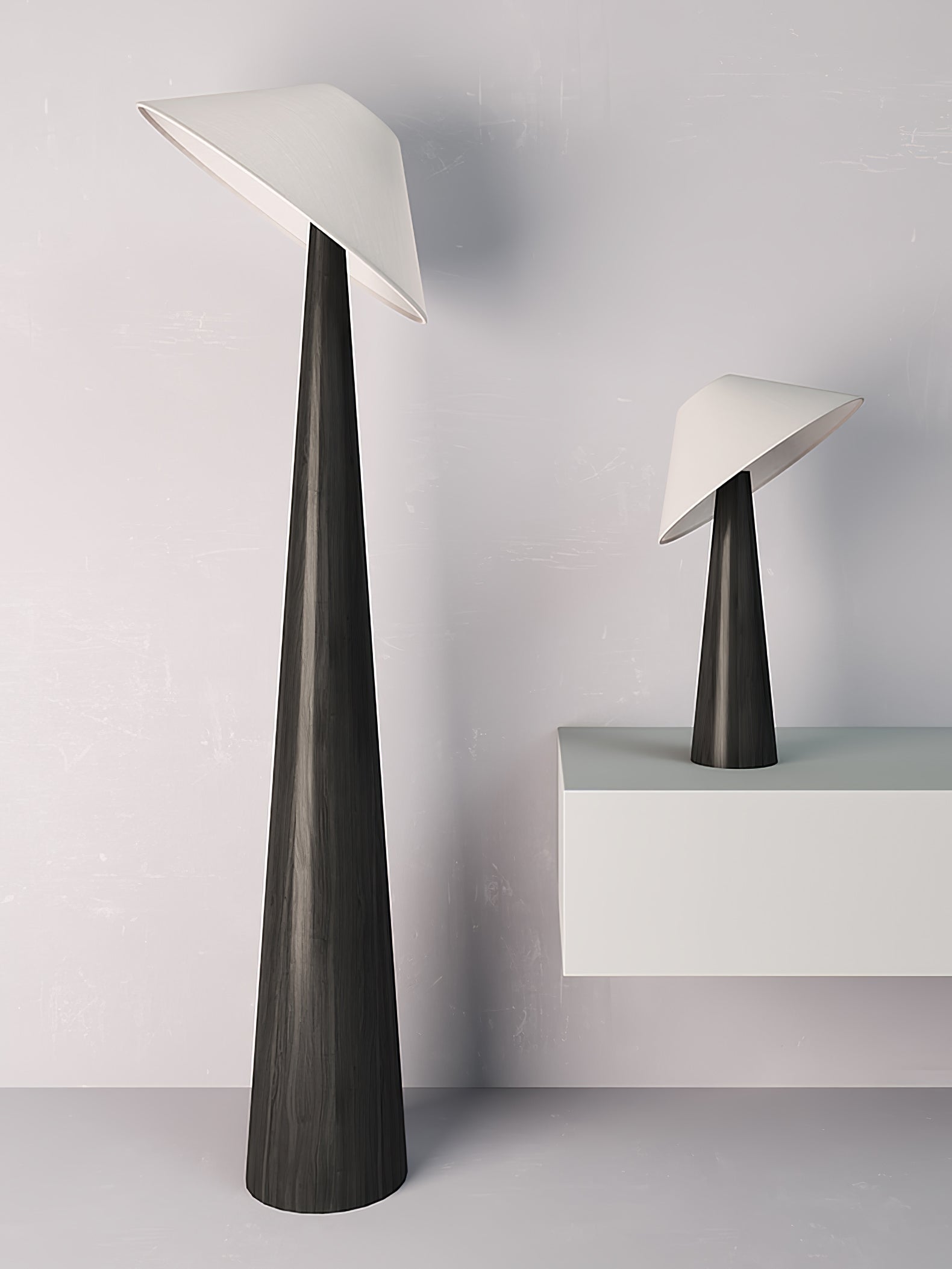 Modern Scandinavian Wooden Floor Lamp with Tilt Hat Fabric Shade Standing Light