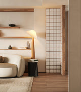 Modern Scandinavian Wooden Floor Lamp with Tilt Hat Fabric Shade Standing Light