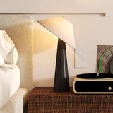 Modern Scandinavian Wooden Floor Lamp with Tilt Hat Fabric Shade Standing Light