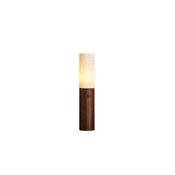 Minimalist Wood Column Standing Floor Lamp with Tall Fabric Shade and LED Light