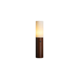 Minimalist Wood Column Standing Floor Lamp with Tall Fabric Shade and LED Light