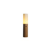 Minimalist Wood Column Standing Floor Lamp with Tall Fabric Shade and LED Light