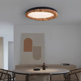 Timber Round Wood Ceiling Lamp Modern LED Flush Mount Light Fixture for Living Room and Bedroom