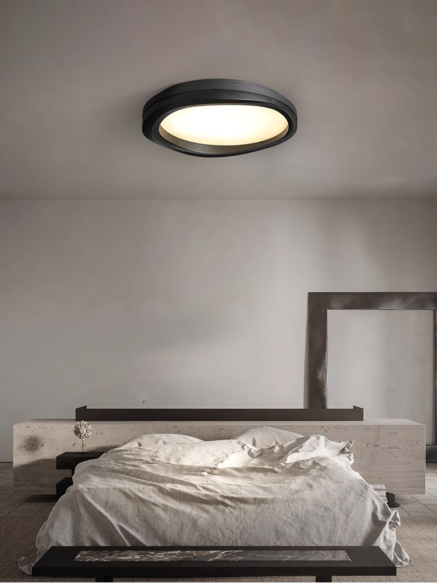 Timber Round Wood Ceiling Lamp Modern LED Flush Mount Light Fixture for Living Room and Bedroom