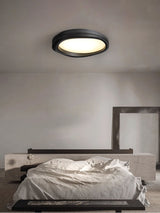 Timber Round Wood Ceiling Lamp Modern LED Flush Mount Light Fixture for Living Room and Bedroom