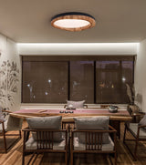 Timber Round Wood Ceiling Lamp Modern LED Flush Mount Light Fixture for Living Room and Bedroom