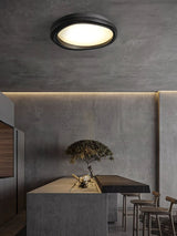 Timber Round Wood Ceiling Lamp Modern LED Flush Mount Light Fixture for Living Room and Bedroom