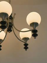 Tina Mid Century Modern Wood Crown Chandelier Glass Shade Pendant Lighting Fixture