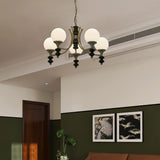 Tina Mid Century Modern Wood Crown Chandelier Glass Shade Pendant Lighting Fixture