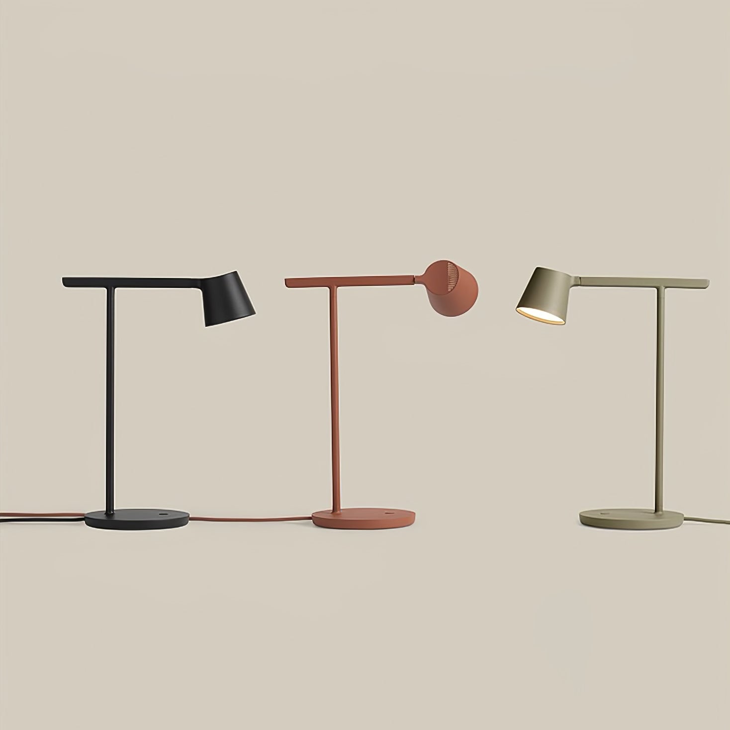 Modern Minimalist Tip Table Lamp with Adjustable Head and Dimmable LED Light for Workspace