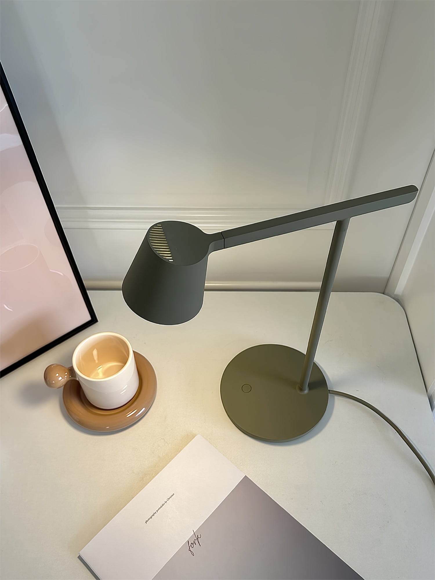 Modern Minimalist Tip Table Lamp with Adjustable Head and Dimmable LED Light for Workspace